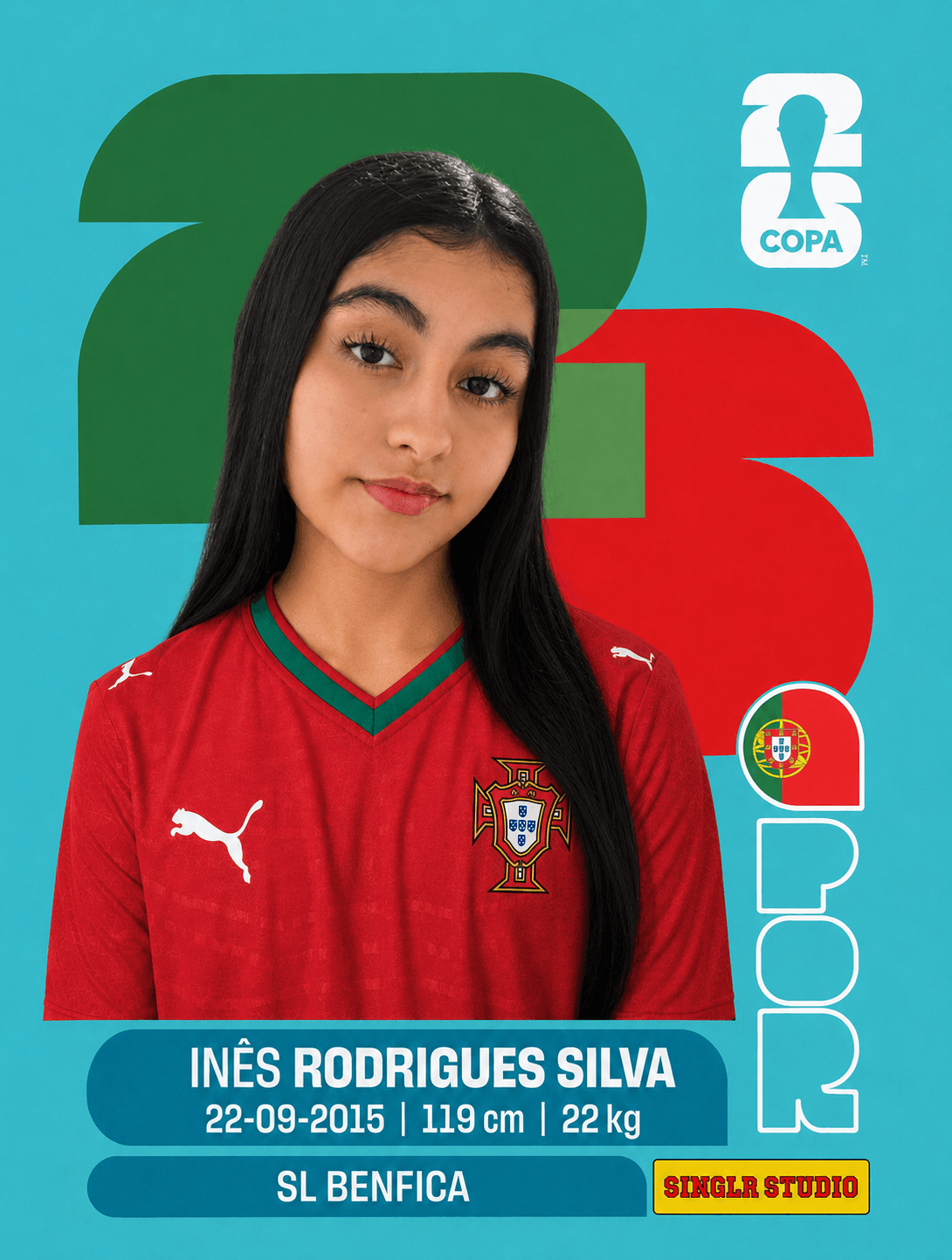 Cromo da Inês com a camisola de Portugal
